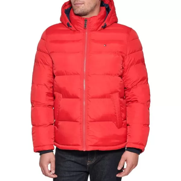 imageTommy Hilfiger Mens Down Alternative Hooded Puffer Jacket Standard and Big ampamp TallOrange Burst