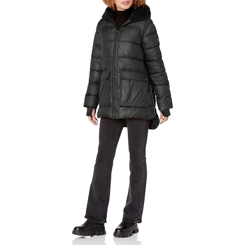 imageKenneth Cole Womens Heavy Weight Down Puffer JacketHeavyweight Black