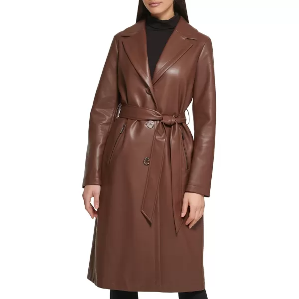 imageKenneth Cole Womens Belted Faux Leather JacketFur Moto Coffee