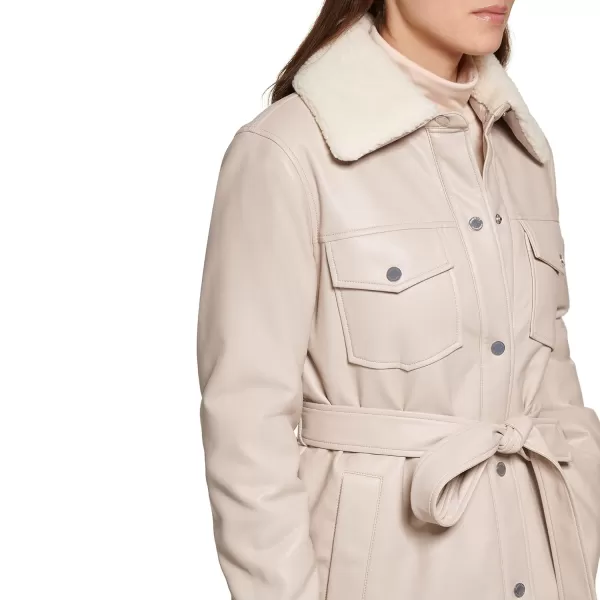 imageKenneth Cole Womens Belted Faux Leather JacketShacket Bone