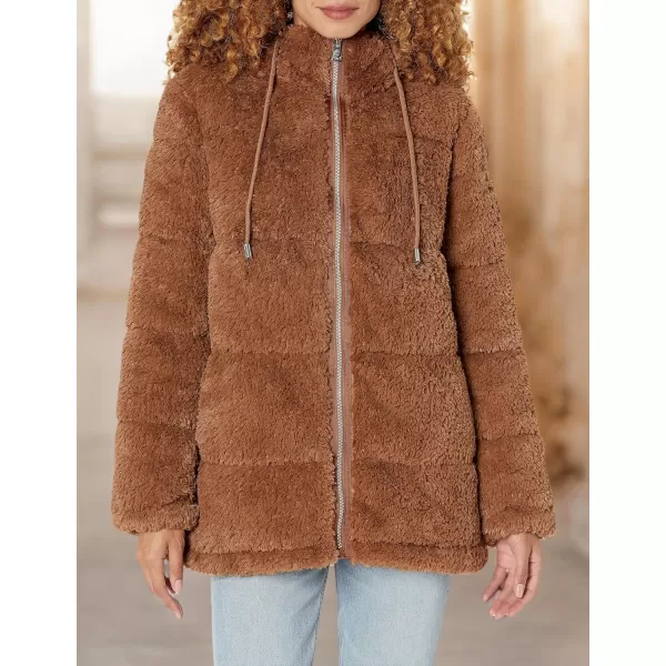 imageKenneth Cole Womens Classic Mink Style Faux Fur CoatDrawstring Mink Camel