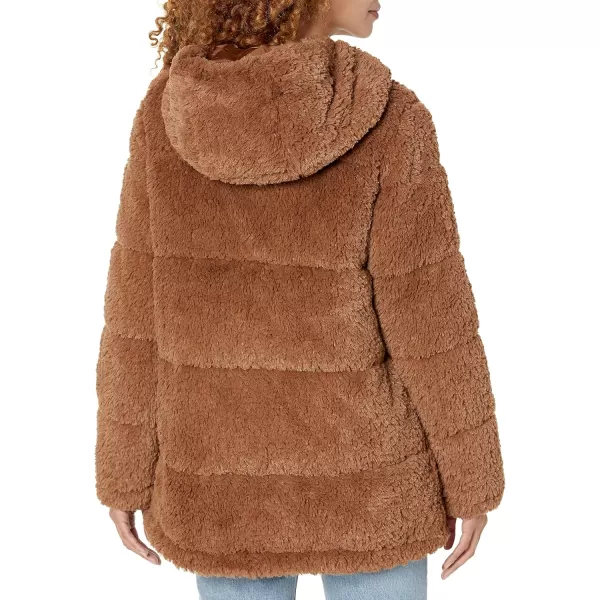 imageKenneth Cole Womens Classic Mink Style Faux Fur CoatDrawstring Mink Camel