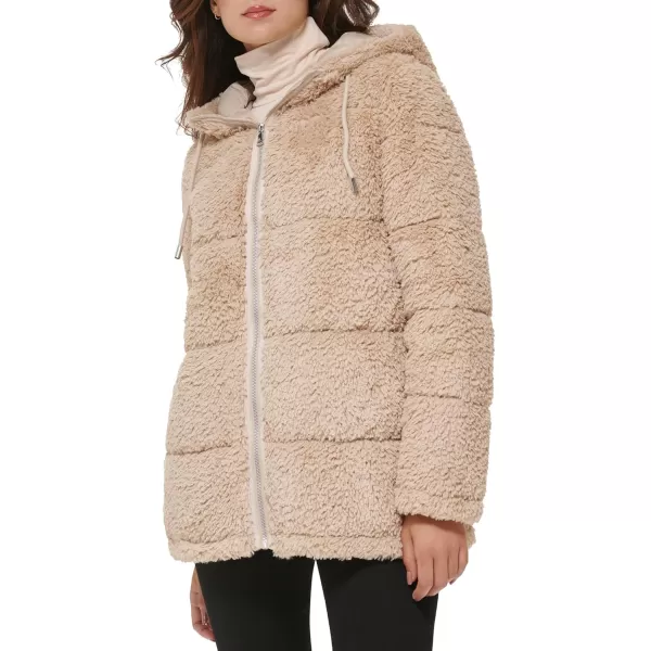 imageKenneth Cole Womens Classic Mink Style Faux Fur CoatDrawstring Mink Champagne