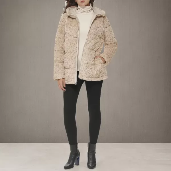 imageKenneth Cole Womens Classic Mink Style Faux Fur CoatDrawstring Mink Champagne