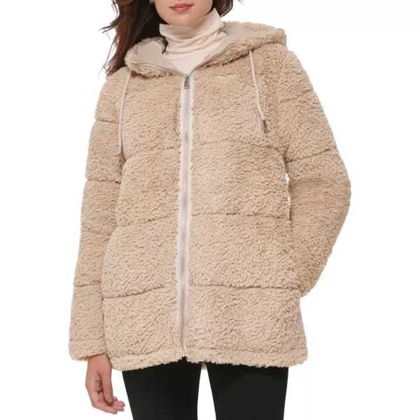 imageKenneth Cole Womens Classic Mink Style Faux Fur CoatDrawstring Mink Champagne