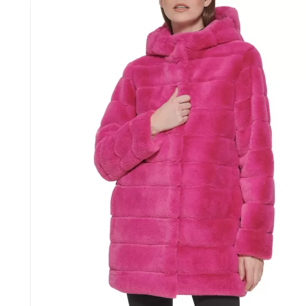 imageKenneth Cole Womens Classic Mink Style Faux Fur CoatHooded Mink Hot Pink