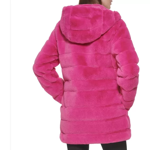 imageKenneth Cole Womens Classic Mink Style Faux Fur CoatHooded Mink Hot Pink