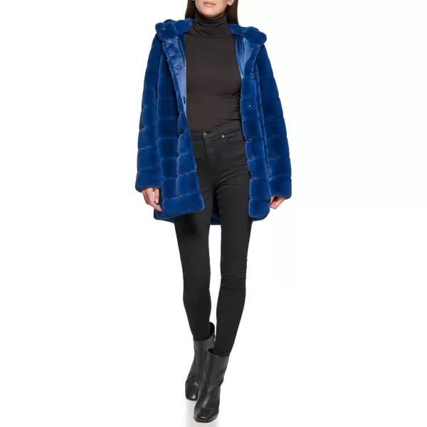 imageKenneth Cole Womens Classic Mink Style Faux Fur CoatHooded Mink Teal