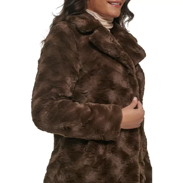 imageKenneth Cole Womens Classic Mink Style Faux Fur CoatMink Style Chocolate