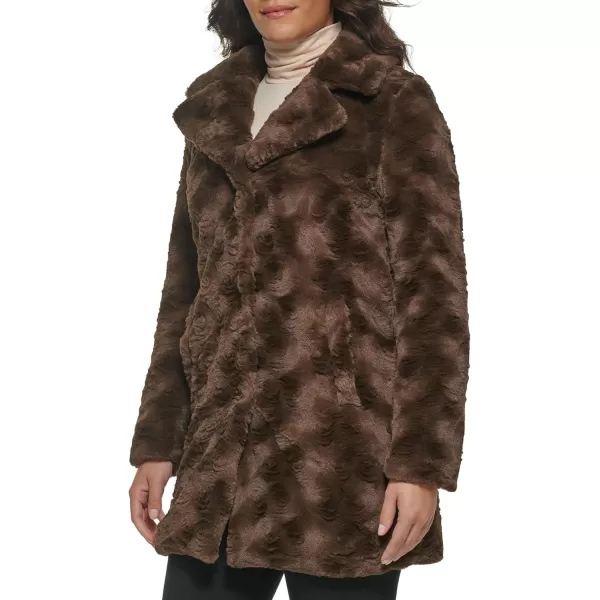 imageKenneth Cole Womens Classic Mink Style Faux Fur CoatMink Style Chocolate