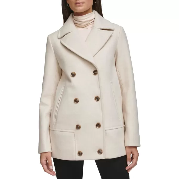 imageKenneth Cole Womens Double Breast Notch Collar Button Details Wool CoatButton Beige