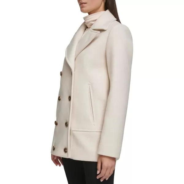 imageKenneth Cole Womens Double Breast Notch Collar Button Details Wool CoatButton Beige