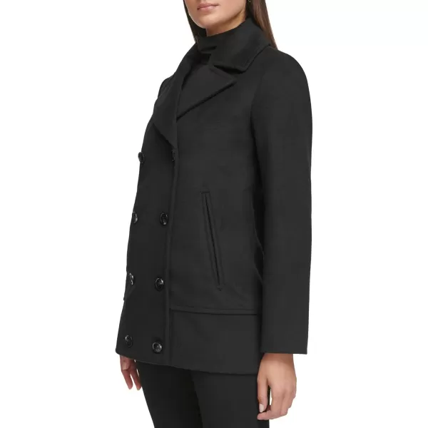imageKenneth Cole Womens Double Breast Notch Collar Button Details Wool CoatButton Black