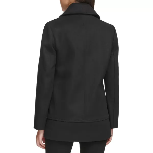 imageKenneth Cole Womens Double Breast Notch Collar Button Details Wool CoatButton Black