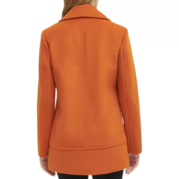 imageKenneth Cole Womens Double Breast Notch Collar Button Details Wool CoatButton Orange