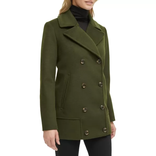 imageKenneth Cole Womens Double Breast Notch Collar Button Details Wool CoatButton Pine