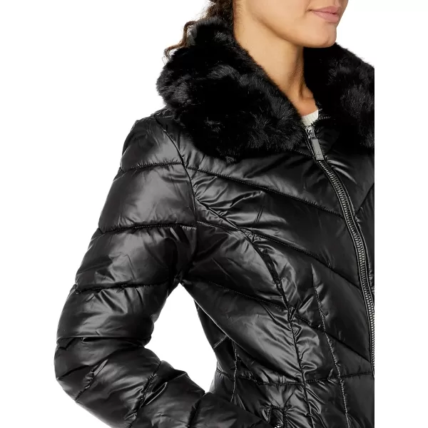 imageKenneth Cole Womens Heavy Weight Down Puffer JacketFaux Fur Collar Black