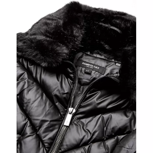 imageKenneth Cole Womens Heavy Weight Down Puffer JacketFaux Fur Collar Black