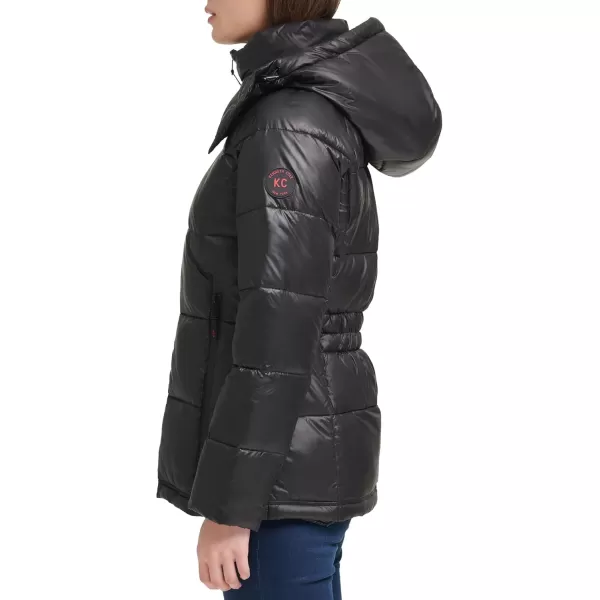 imageKenneth Cole Womens Heavy Weight Down Puffer JacketHorizontal Zip Black