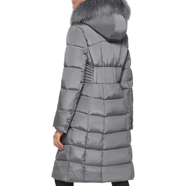 imageKenneth Cole Womens Heavy Weight Down Puffer JacketHorizontal Zip Gunmetal