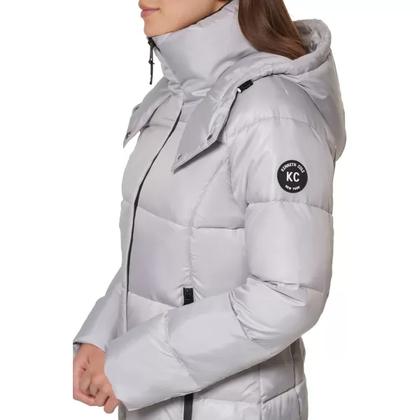 imageKenneth Cole Womens Heavy Weight Down Puffer JacketHorizontal Zip Silver 1