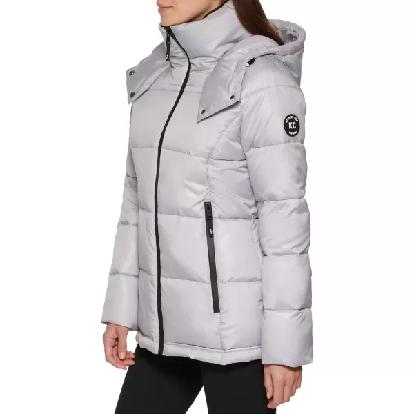 imageKenneth Cole Womens Heavy Weight Down Puffer JacketHorizontal Zip Silver 1