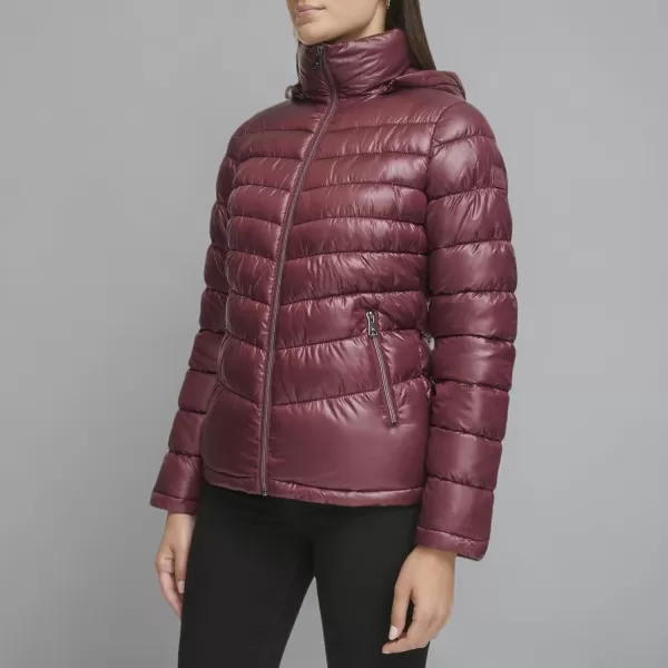 imageKenneth Cole Womens Puffer JacketHooded Packable Wine