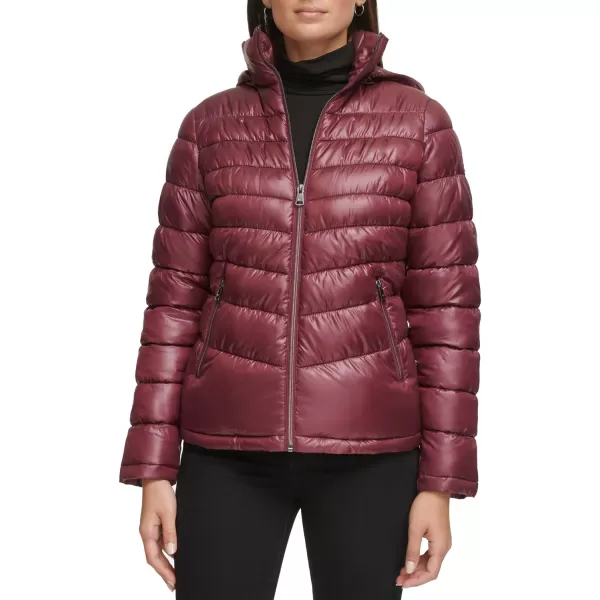 imageKenneth Cole Womens Puffer JacketHooded Packable Wine