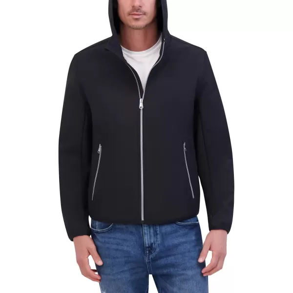 imageKenneth Cole Mens Hooded Soft Shell with Coil Zip DetailBlack