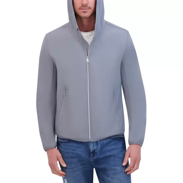 imageKenneth Cole Mens Hooded Soft Shell with Coil Zip DetailLt Grey