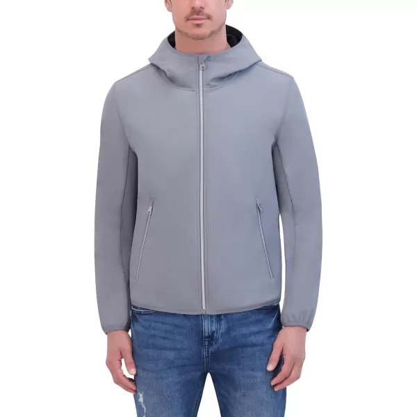 imageKenneth Cole Mens Hooded Soft Shell with Coil Zip DetailLt Grey