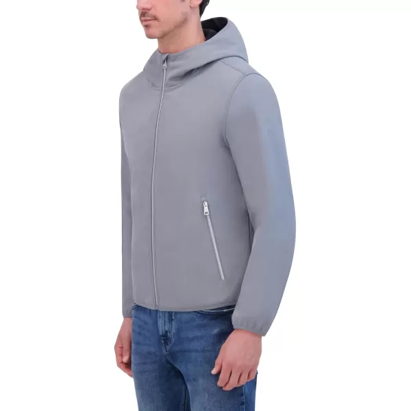 imageKenneth Cole Mens Hooded Soft Shell with Coil Zip DetailLt Grey