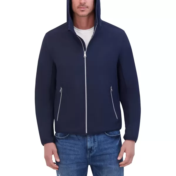 imageKenneth Cole Mens Hooded Soft Shell with Coil Zip DetailNavy