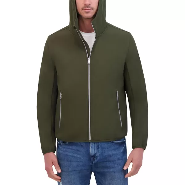 imageKenneth Cole Mens Hooded Soft Shell with Coil Zip DetailOlive