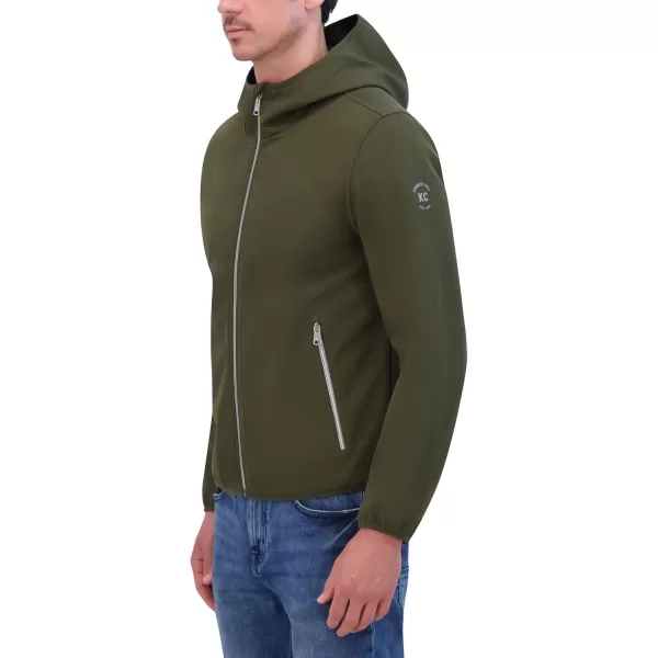 imageKenneth Cole Mens Hooded Soft Shell with Coil Zip DetailOlive