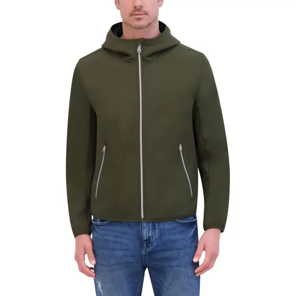 imageKenneth Cole Mens Hooded Soft Shell with Coil Zip DetailOlive