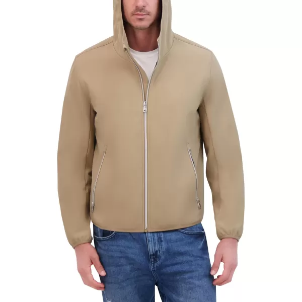 imageKenneth Cole Mens Hooded Soft Shell with Coil Zip DetailTan