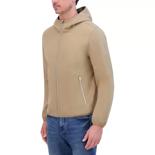 imageKenneth Cole Mens Hooded Soft Shell with Coil Zip DetailTan