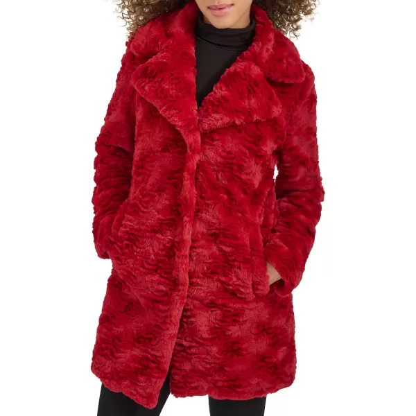 imageKenneth Cole Womens Classic Mink Style Faux Fur CoatCrimson