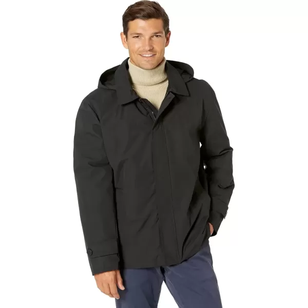 imageCole Haan Mens Classic 29quot Hooded City Rain JacketBlack