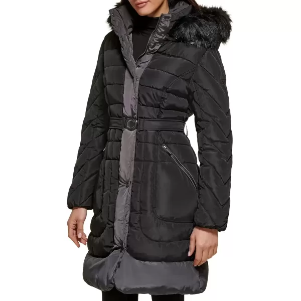 imageGUESS Womens Midweight Puffer JacketBelted Black