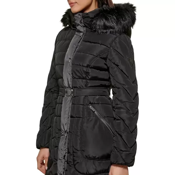 imageGUESS Womens Midweight Puffer JacketBelted Black