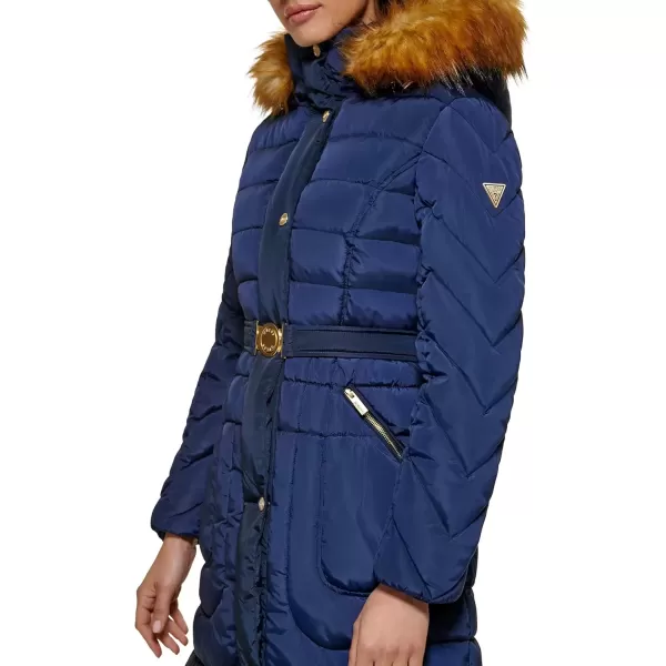 imageGUESS Womens Midweight Puffer JacketBelted Indigo