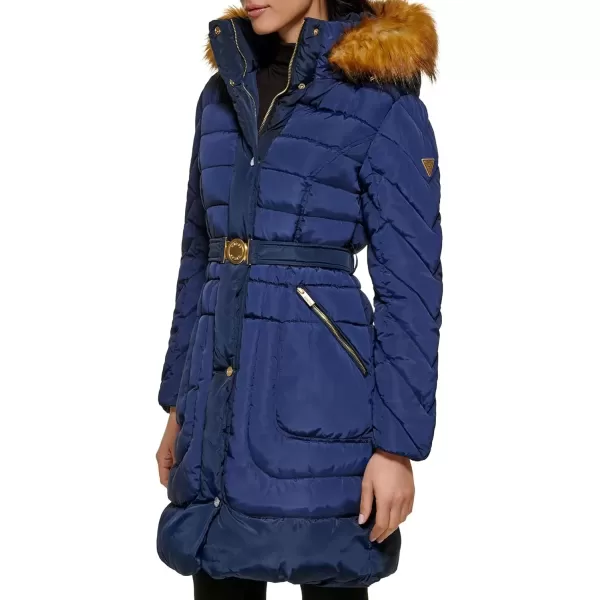 imageGUESS Womens Midweight Puffer JacketBelted Indigo