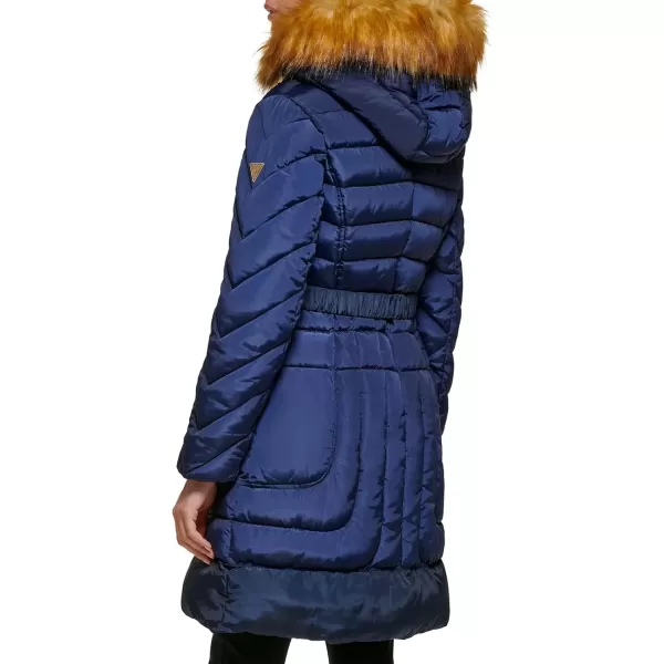 imageGUESS Womens Midweight Puffer JacketBelted Indigo