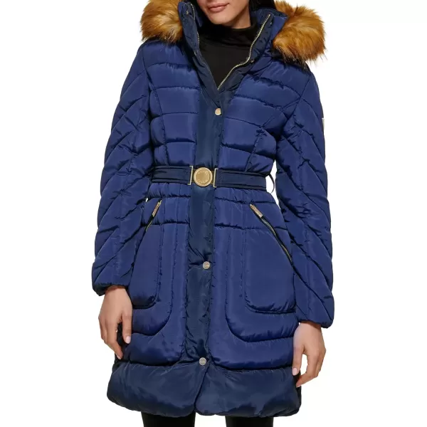 imageGUESS Womens Midweight Puffer JacketBelted Indigo