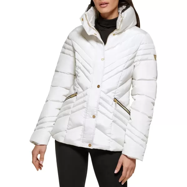 imageGUESS Womens Midweight Puffer JacketCold Weather White