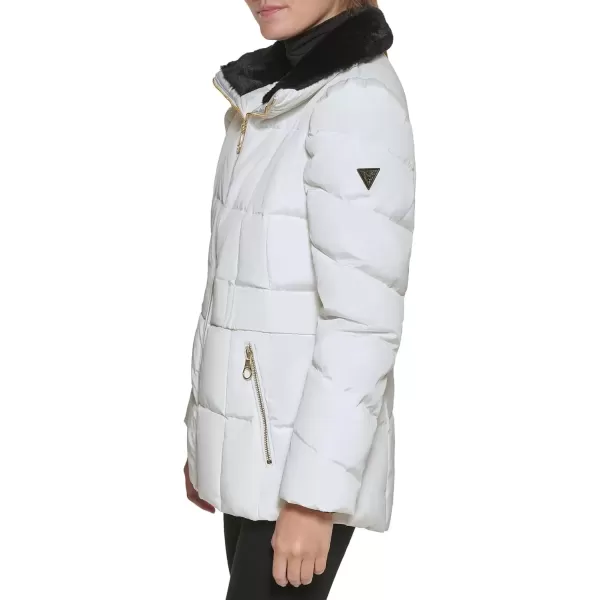 imageGUESS Womens Midweight Puffer JacketFaux Collar Mik