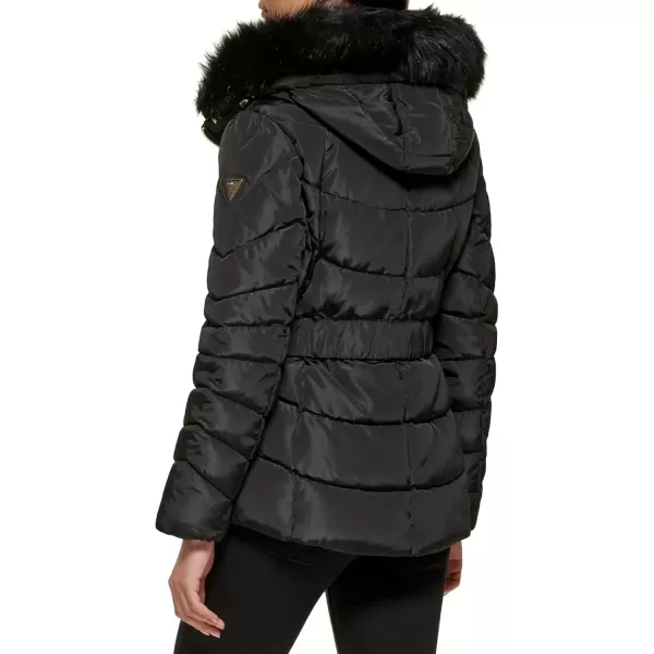 imageGUESS Womens Midweight Puffer JacketFur Lined Black