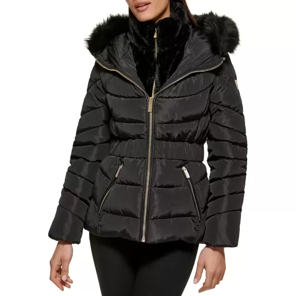 imageGUESS Womens Midweight Puffer JacketFur Lined Black